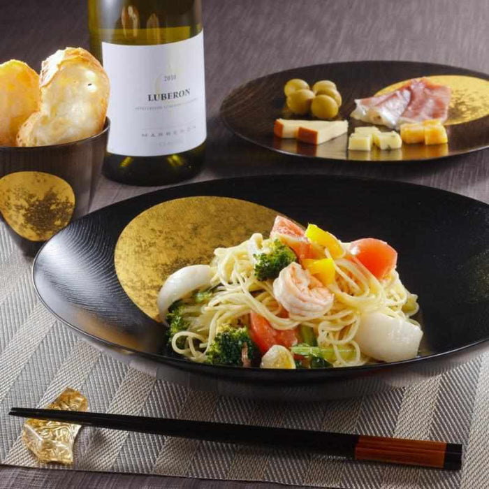 [LARGE PLATE (PLATTER)] OBOROTSUKI PLATE 240 (LACQUER) | HAKUICHI | KANAZAWA GOLD LEAF