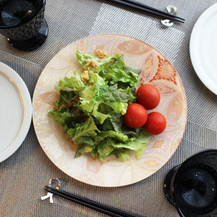 [LARGE PLATE (PLATTER)] PLATE (HANA CLOISONNE) BEIGE & BLACK 2-PIECE SET | NISHIJIN TEXTILES | RE:NISTA