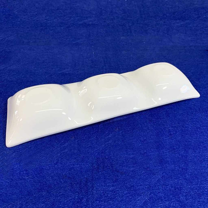 [LARGE PLATE (PLATTER)] WHITE PORCELAIN MOSS 3 PARTITION PLATE | MARUMO KATO POTTERY | MINO WARES
