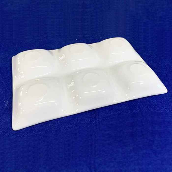 [LARGE PLATE (PLATTER)] WHITE PORCELAIN MOSS 6 PARTITION PLATE | MARUMO KATO POTTERY | MINO WARES