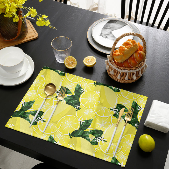 Lemon fruit in summer yellow Personalized Table Placemats - LeobonZone