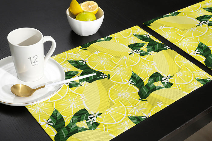 Lemon fruit in summer yellow Personalized Table Placemats - LeobonZone