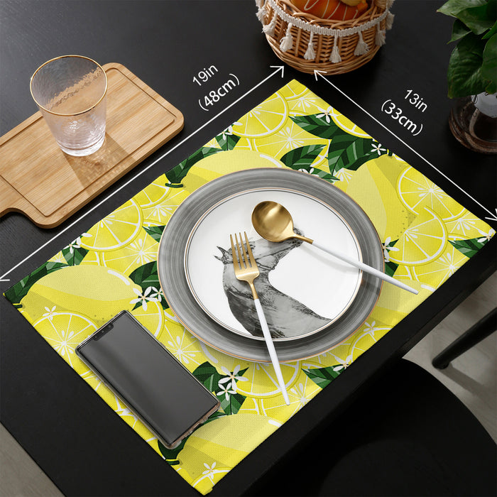 Lemon fruit in summer yellow Personalized Table Placemats - LeobonZone