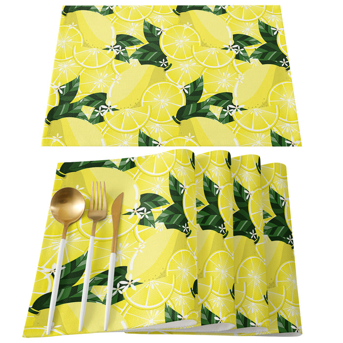 Lemon fruit in summer yellow Personalized Table Placemats - LeobonZone