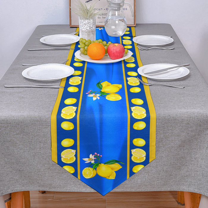 Lemon fruit summer blue Sharp Angle Table Runner Place Mats - LeobonZone