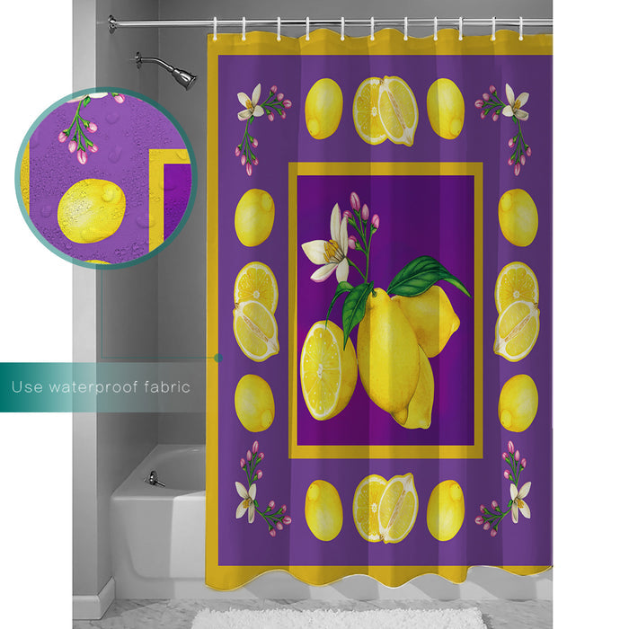Lemon fruit summer purple DURABLE SHOWER CURTAIN - LeobonZone