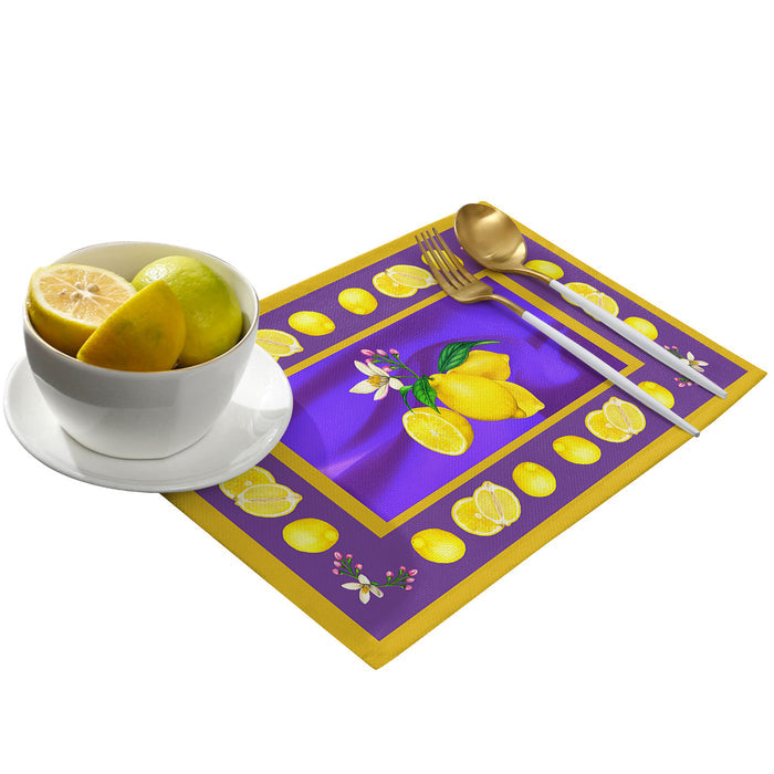 Lemon fruit summer purple Personalized Table Placemats - LeobonZone