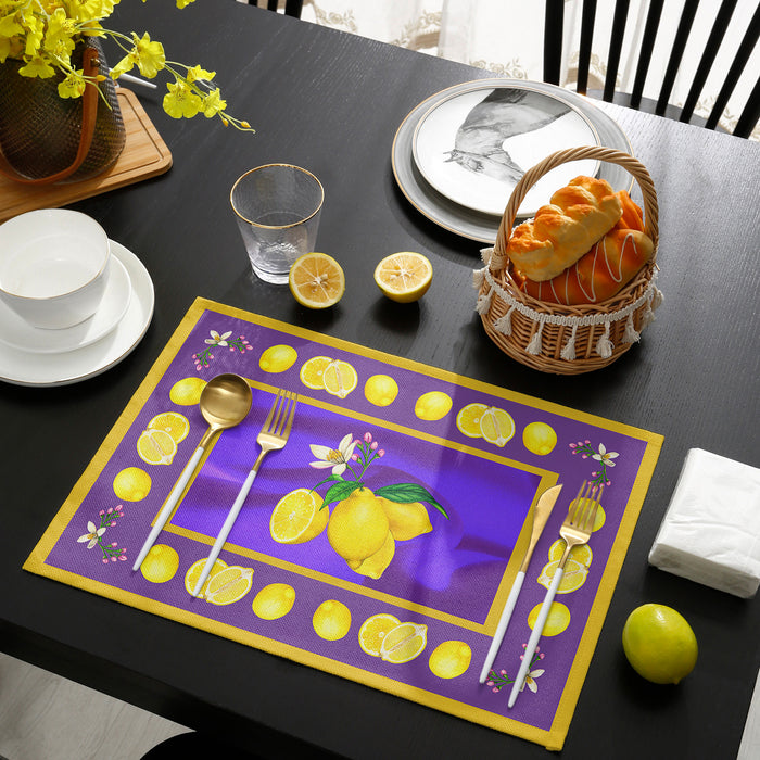 Lemon fruit summer purple Personalized Table Placemats - LeobonZone