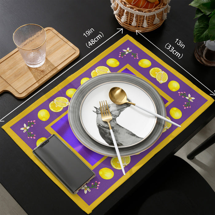 Lemon fruit summer purple Personalized Table Placemats - LeobonZone