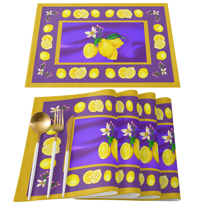 Lemon fruit summer purple Personalized Table Placemats - LeobonZone