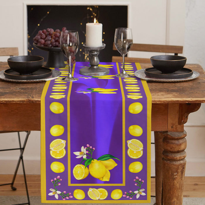 Lemon fruit summer purple Table Runner Place Mats - LeobonZone