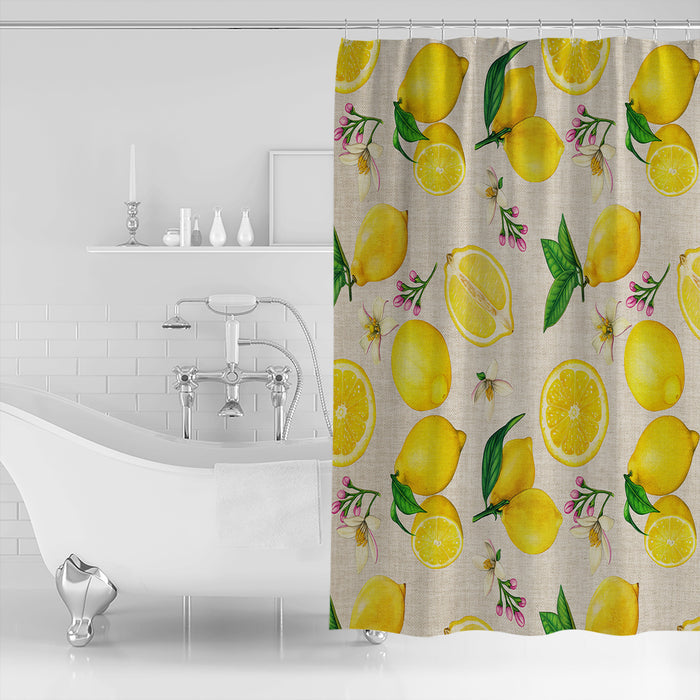Lemon multi fruit summer DURABLE SHOWER CURTAIN - LeobonZone