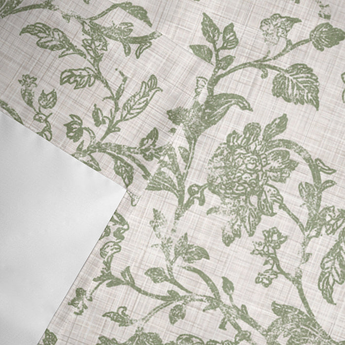 Light Green Floral Kitchen Window Valance Curtain, Retro Farmhouse Botanical Leaf Branch Rod Pocket Light Filtering Window Topper, 54 x 18 Inch, 1 Panel
