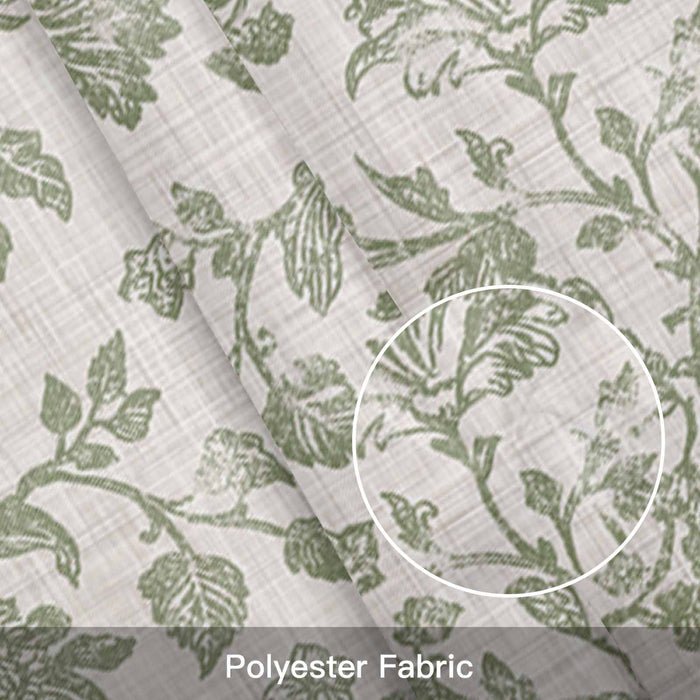 Light Green Floral Kitchen Window Valance Curtain, Retro Farmhouse Botanical Leaf Branch Rod Pocket Light Filtering Window Topper, 54 x 18 Inch, 1 Panel