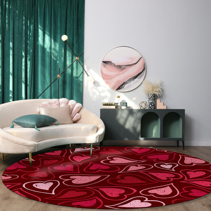 Lovely Love Heart Circular Felt Rugs - LeobonZone
