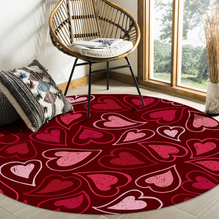 Lovely Love Heart Circular Felt Rugs - LeobonZone