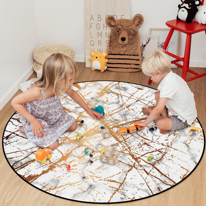 Marble golden crack pattern Circular Felt Rugs - LeobonZone