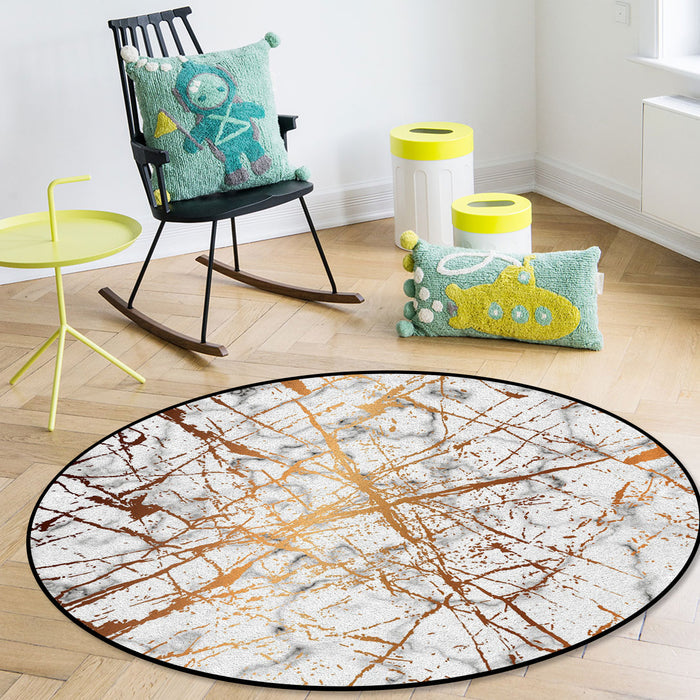 Marble golden crack pattern Circular Felt Rugs - LeobonZone