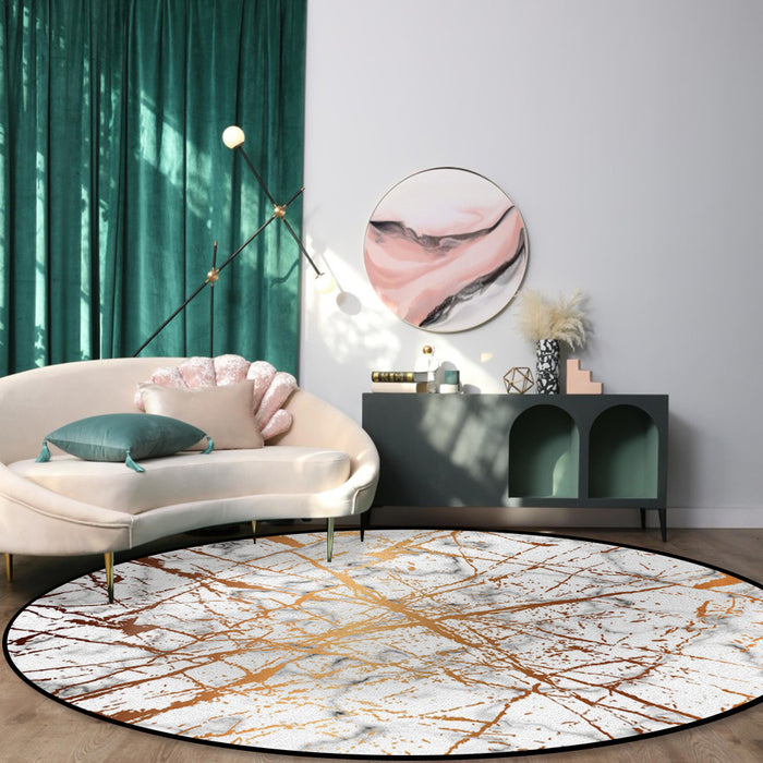 Marble golden crack pattern Circular Felt Rugs - LeobonZone