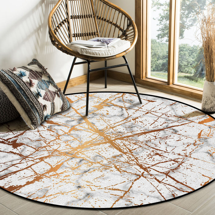 Marble golden crack pattern Circular Felt Rugs - LeobonZone