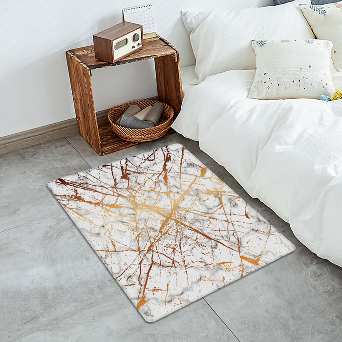 Marble golden crack pattern Leather Doormat - LeobonZone