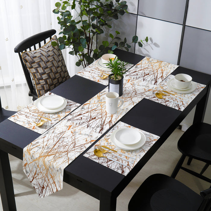 Marble golden crack pattern Table Flag And Table Mat Suit Sharp angle - LeobonZone