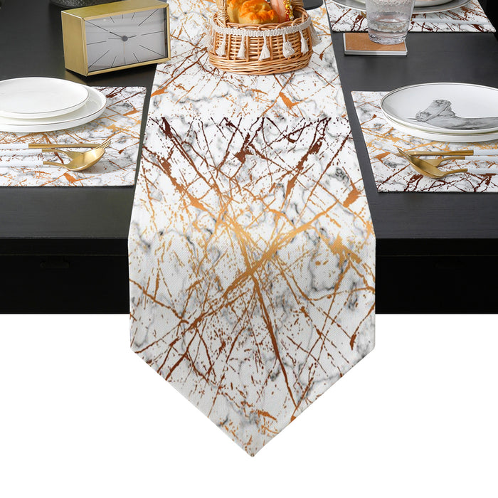 Marble golden crack pattern Table Flag And Table Mat Suit Sharp angle - LeobonZone