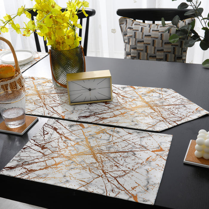 Marble golden crack pattern Table Flag And Table Mat Suit Sharp angle - LeobonZone