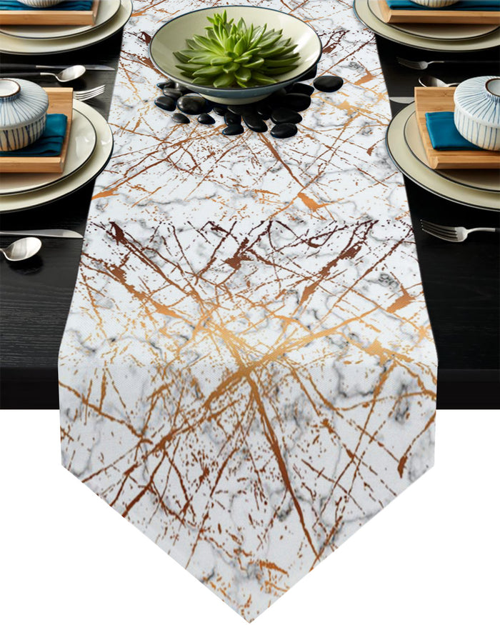 Marble golden crack pattern Table Runner Place Mats Sharp Angle - LeobonZone