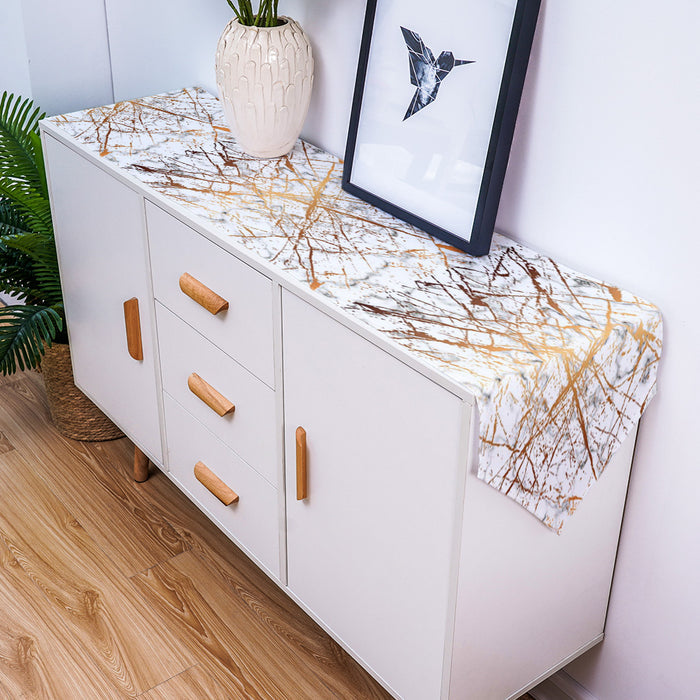 Marble golden crack pattern Table Runner Place Mats Sharp Angle - LeobonZone