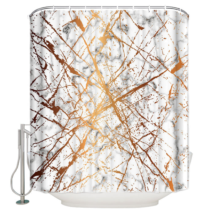 Marble golden crack pattern Waterproof Durable Shower Curtain - LeobonZone