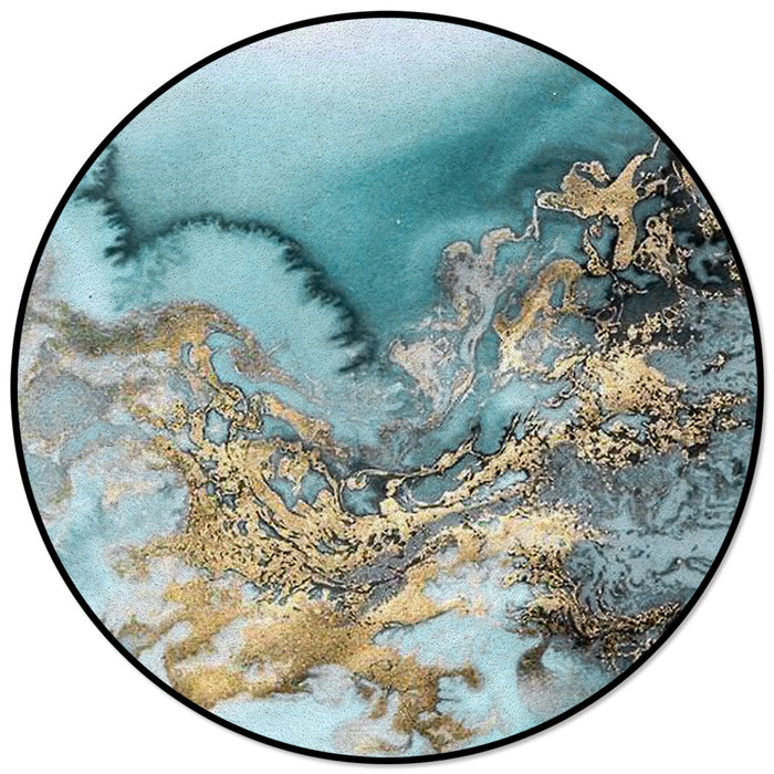 Marble texture Golden line Circular Felt Rugs - LeobonZone
