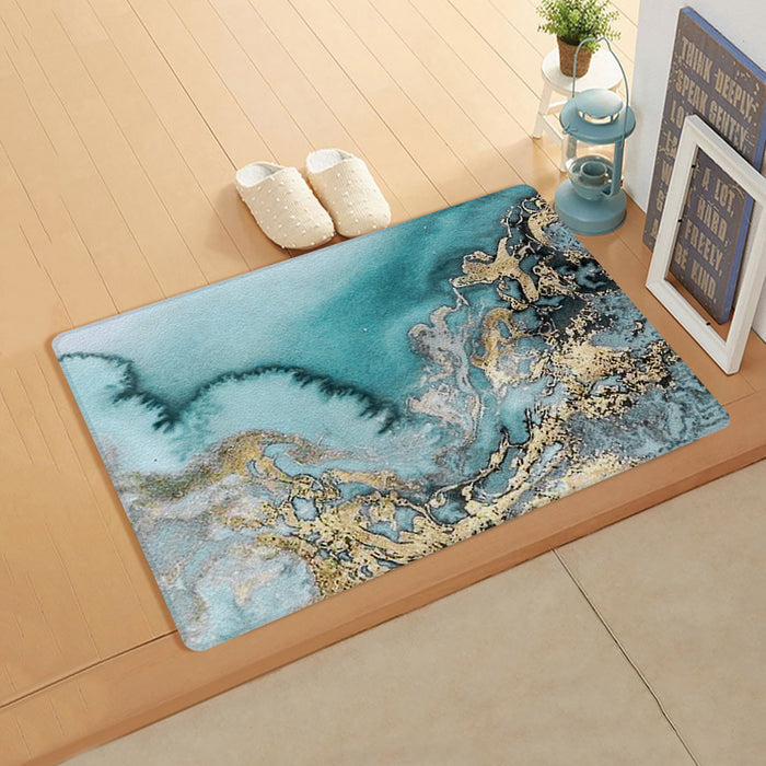 Marble texture Golden line Leather Doormat - LeobonZone