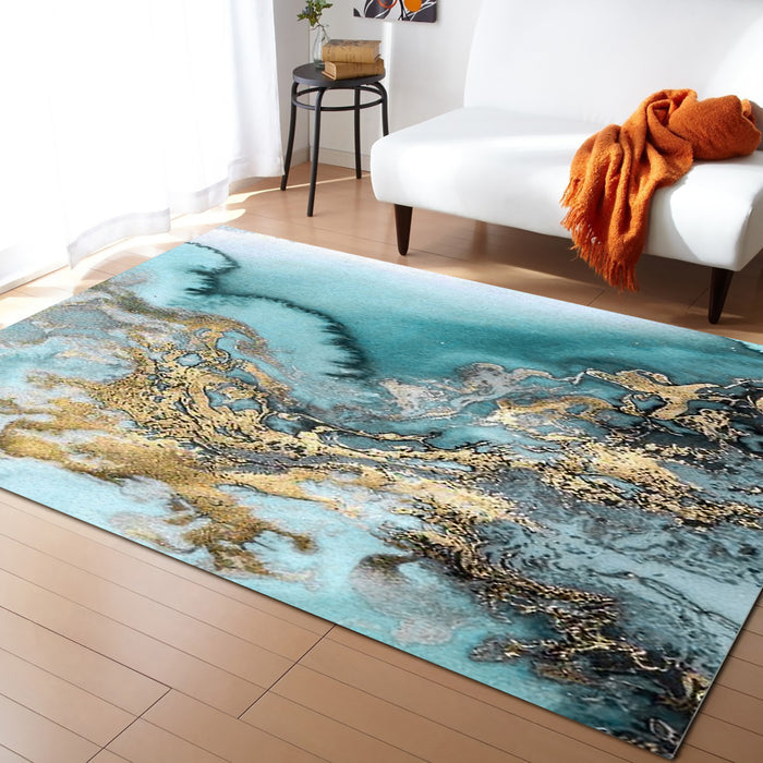 Marble texture Golden line Right Angle Felt Rugs - LeobonZone