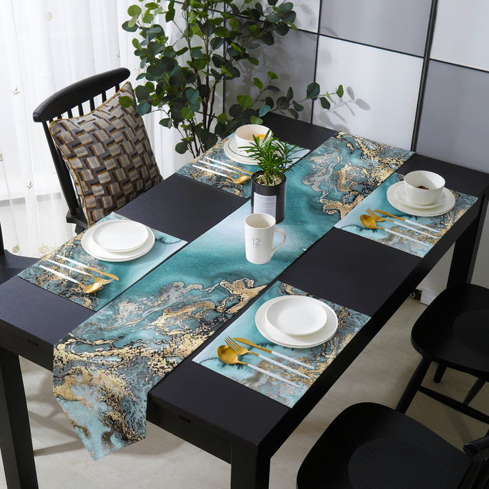 Marble texture Golden line Table Flag And Table Mat Suit Sharp angle - LeobonZone
