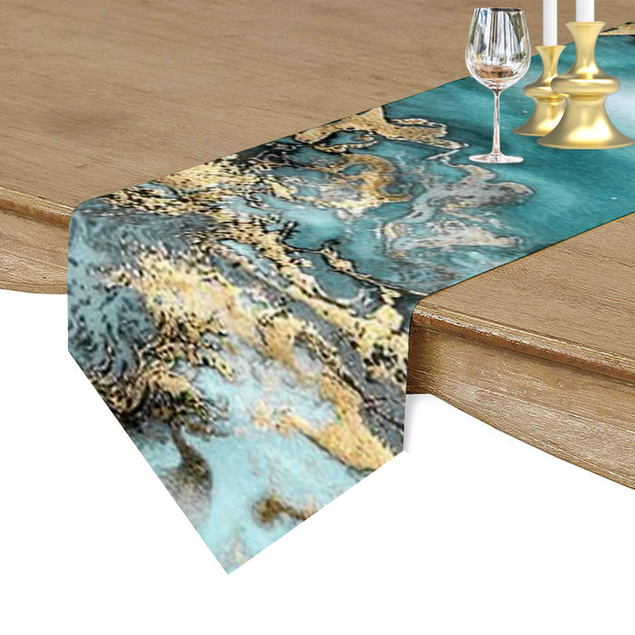 Marble texture Golden line Table Runner Place Mats Sharp Angle - LeobonZone
