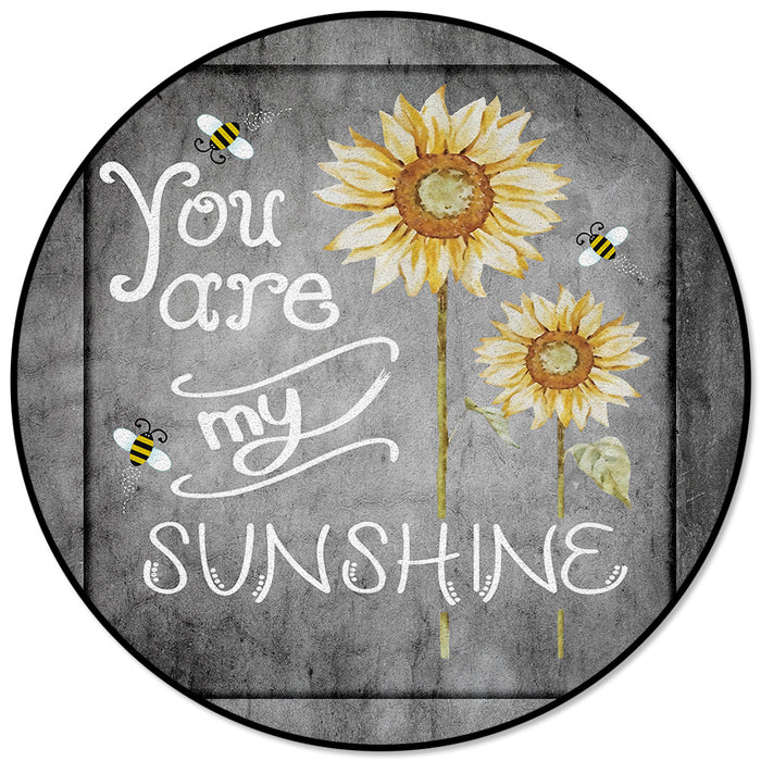 Marble Texture Sunflower Combination Circular Felt Rugs - LeobonZone