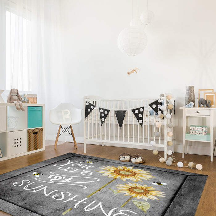 Marble Texture Sunflower Combination Right Angle Felt Rugs - LeobonZone