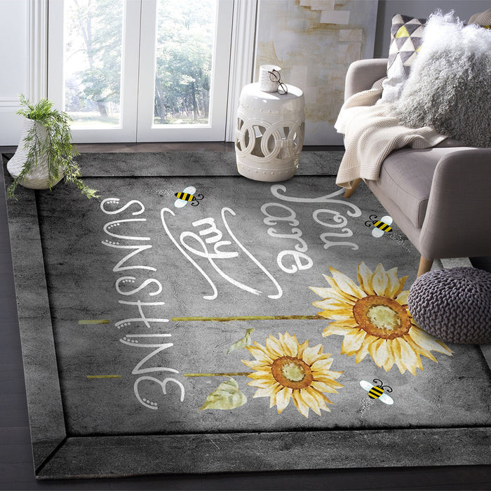 Marble Texture Sunflower Combination Right Angle Felt Rugs - LeobonZone