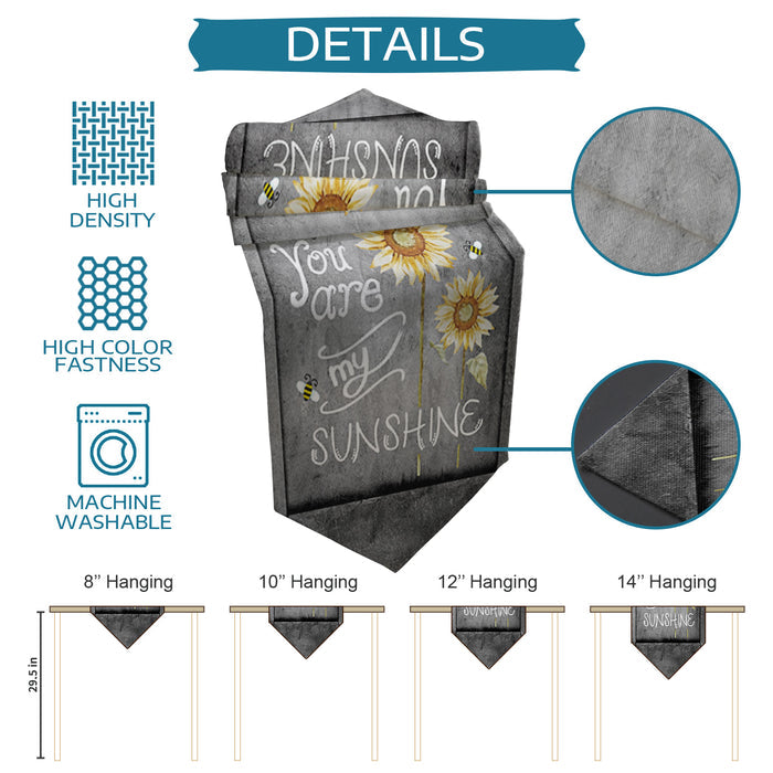 Marble Texture Sunflower Combination Table Runner Place Mats Sharp Angle - LeobonZone