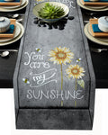 Marble Texture Sunflower Combination Table Runner Place Mats - LeobonZone