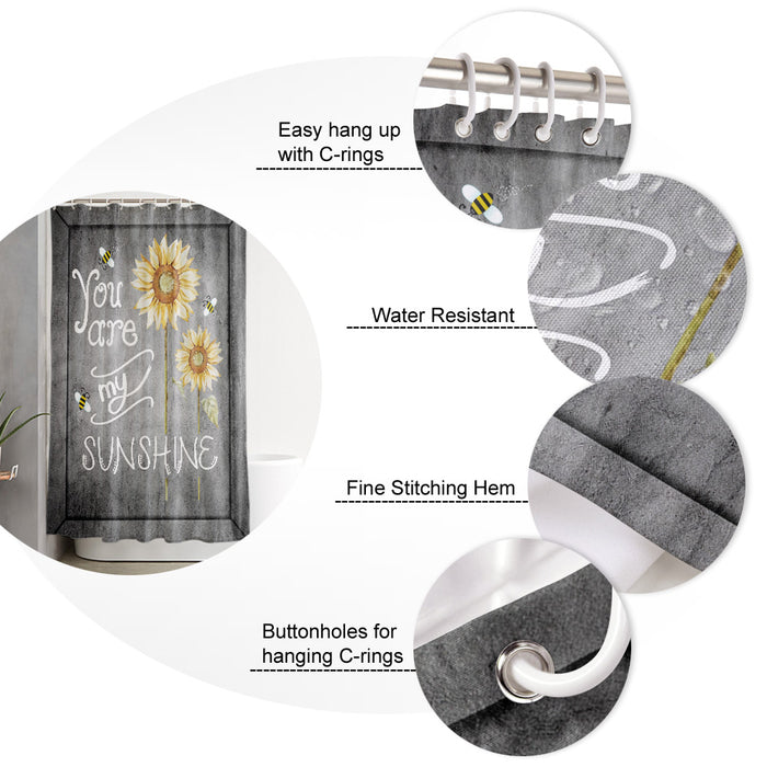 Marble Texture Sunflower Combination Waterproof Durable Shower Curtain - LeobonZone