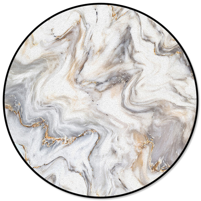 Marble yellow and white wavy pattern Circular Felt Rugs - LeobonZone