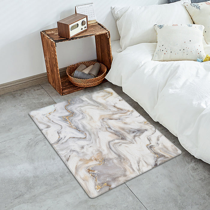 Marble yellow and white wavy pattern Leather Doormat - LeobonZone
