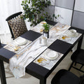 Marble yellow and white wavy pattern Table Flag And Table Mat Suit Sharp angle - LeobonZone