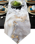 Marble yellow and white wavy pattern Table Runner Place Mats Sharp Angle - LeobonZone