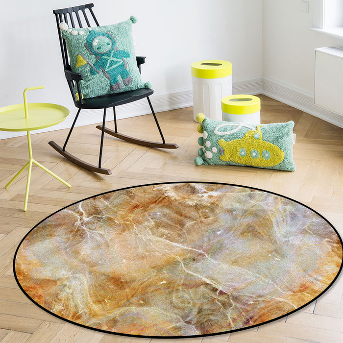 Marble yellow pattern ripple Circular Felt Rugs - LeobonZone