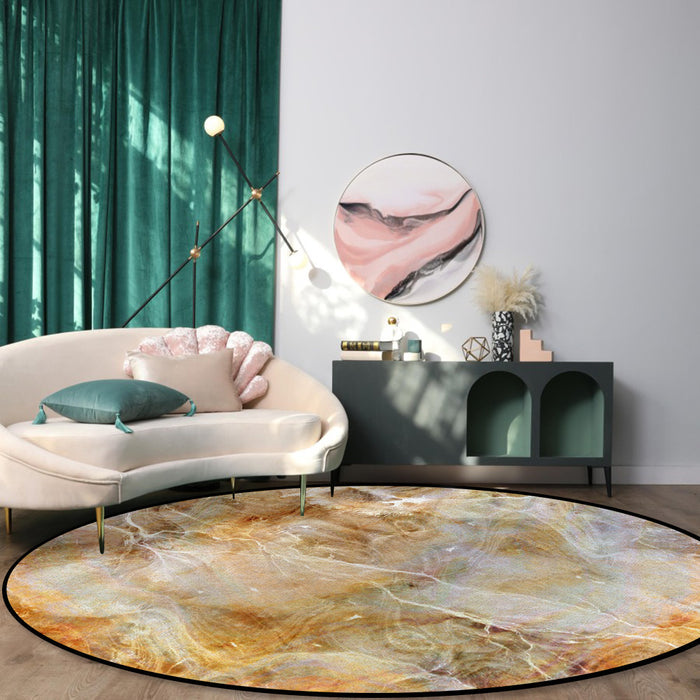 Marble yellow pattern ripple Circular Felt Rugs - LeobonZone