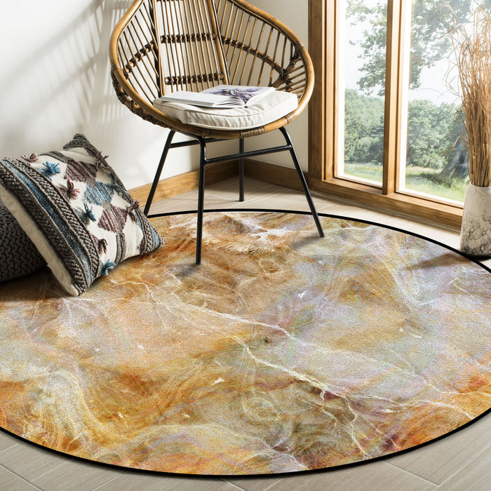 Marble yellow pattern ripple Circular Felt Rugs - LeobonZone