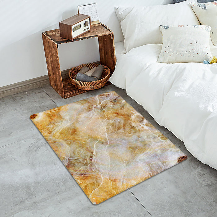 Marble yellow pattern ripple Leather Doormat - LeobonZone